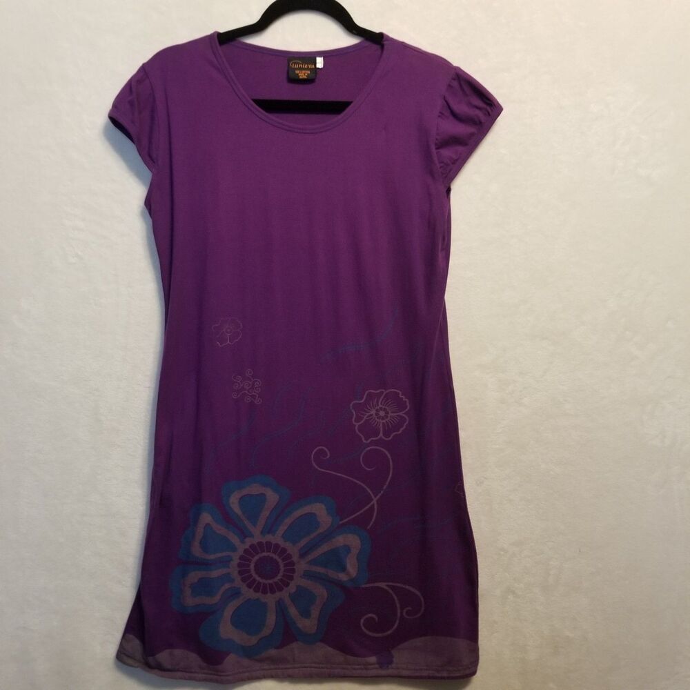 Lunieva Youth Large Dress Knee Length Cotton Fairy Grunge Retro Flower Vintage